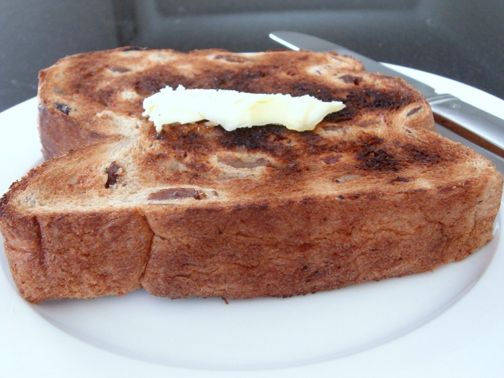 Extra thick raison toast with butter
