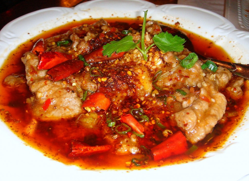 An oily beef in spicy sauce