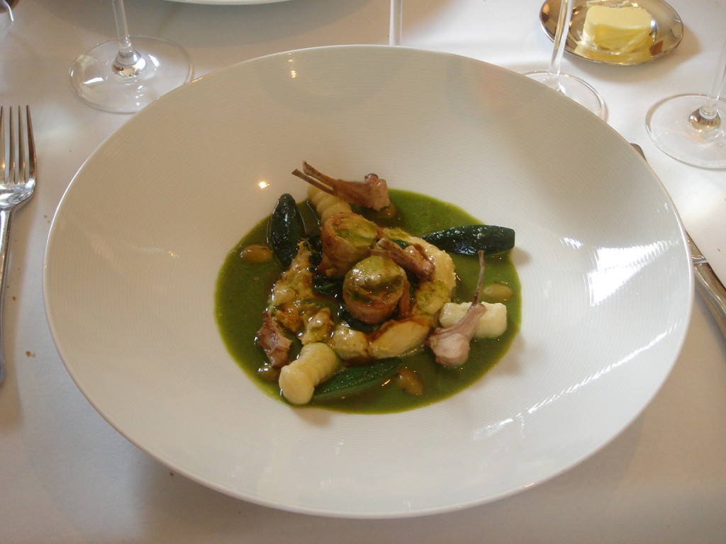 Ragout of French rabbit with mustard, roasted saddle with olives
