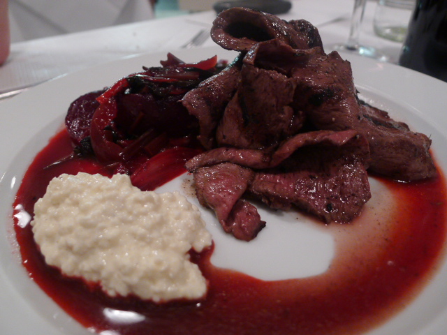 Grilled ox heart, beetroot & horseradish