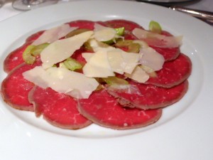 Beef carpaccio with celery and parmesan