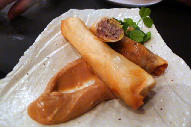 Roasted duck spring rolls