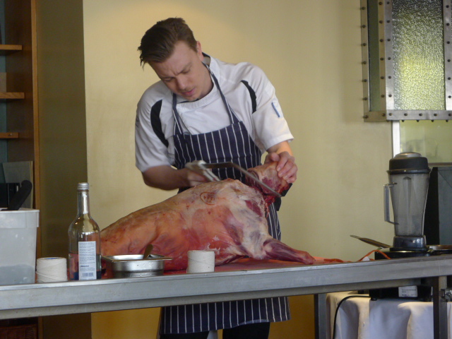 Chef Martin showing off his butchery skills