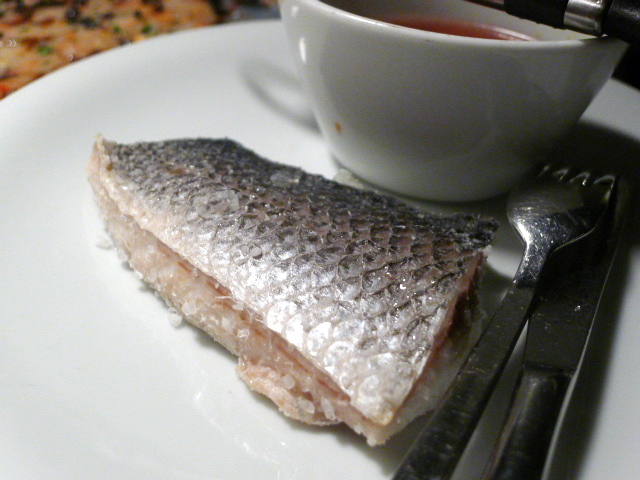 Salt baked sea bass (plated)