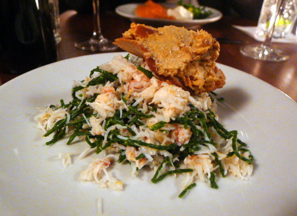 Crab and samphire salad