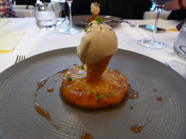 Oven roasted pineapple and salted caramel gelato