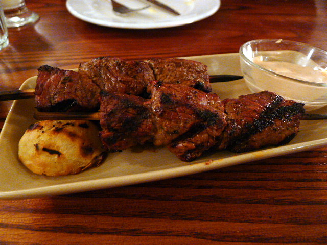 Grilled sirloin steak skewers