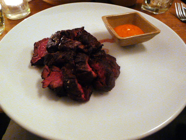 Onglet steak with kimchi hollandaise