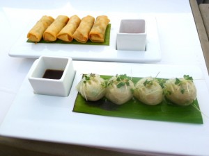 360 Bar & Lounge spring rolls & veggie dumplings