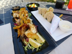 Oyster Bay & Bar seafood platter & Chicken club wrap